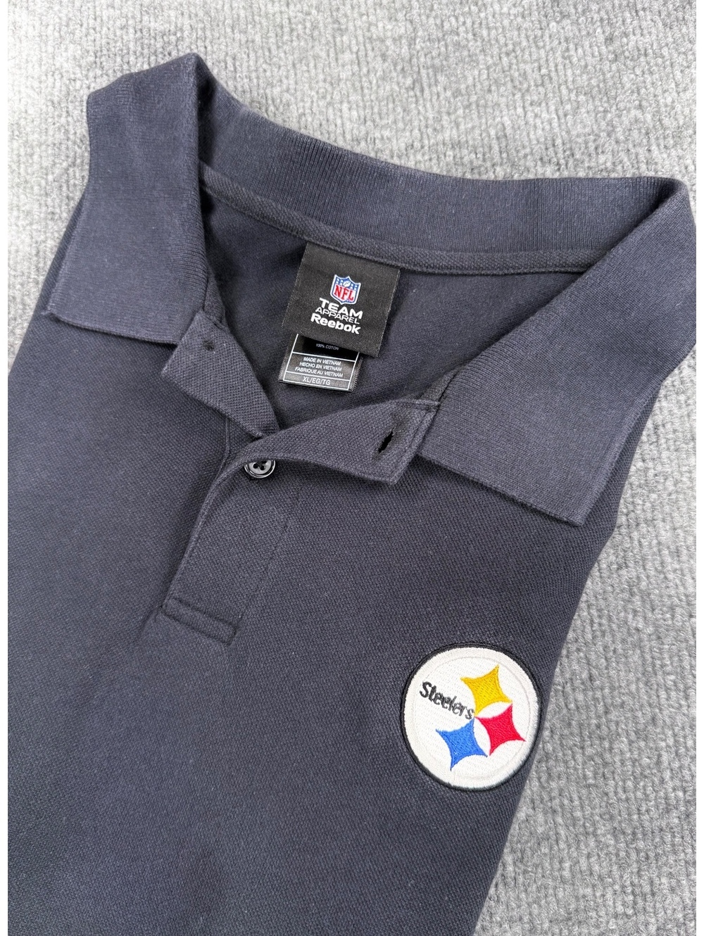 Reebok NFL Team Apparel Vintage Y2K Pittsburgh Steelers Black Polo Shirt XL